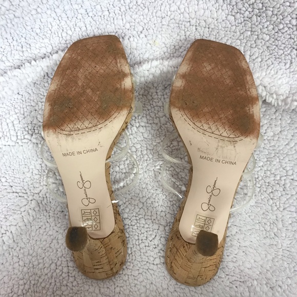 Jessica Simpson cork heels mules transparent upper - Picture 8 of 15